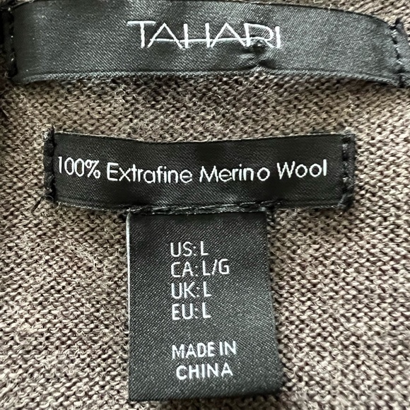 Tahari Merino Wool Long Sleeve Sweater Dress Size L - Picture 9 of 10